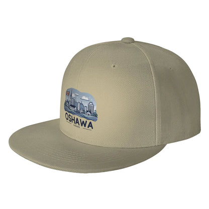 Oshawa Ontario Canada Blue Cityscape Skyline Flat Brim Snapback Cap
