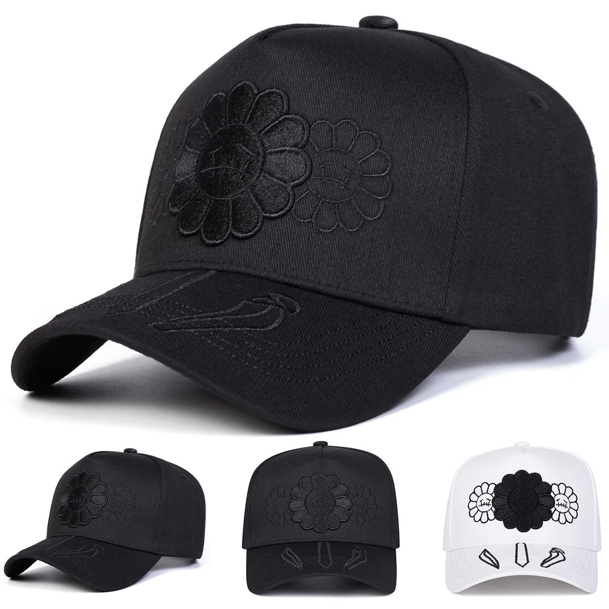 Sunflower Embroidery Adjustable Outdoor Baseball Cap