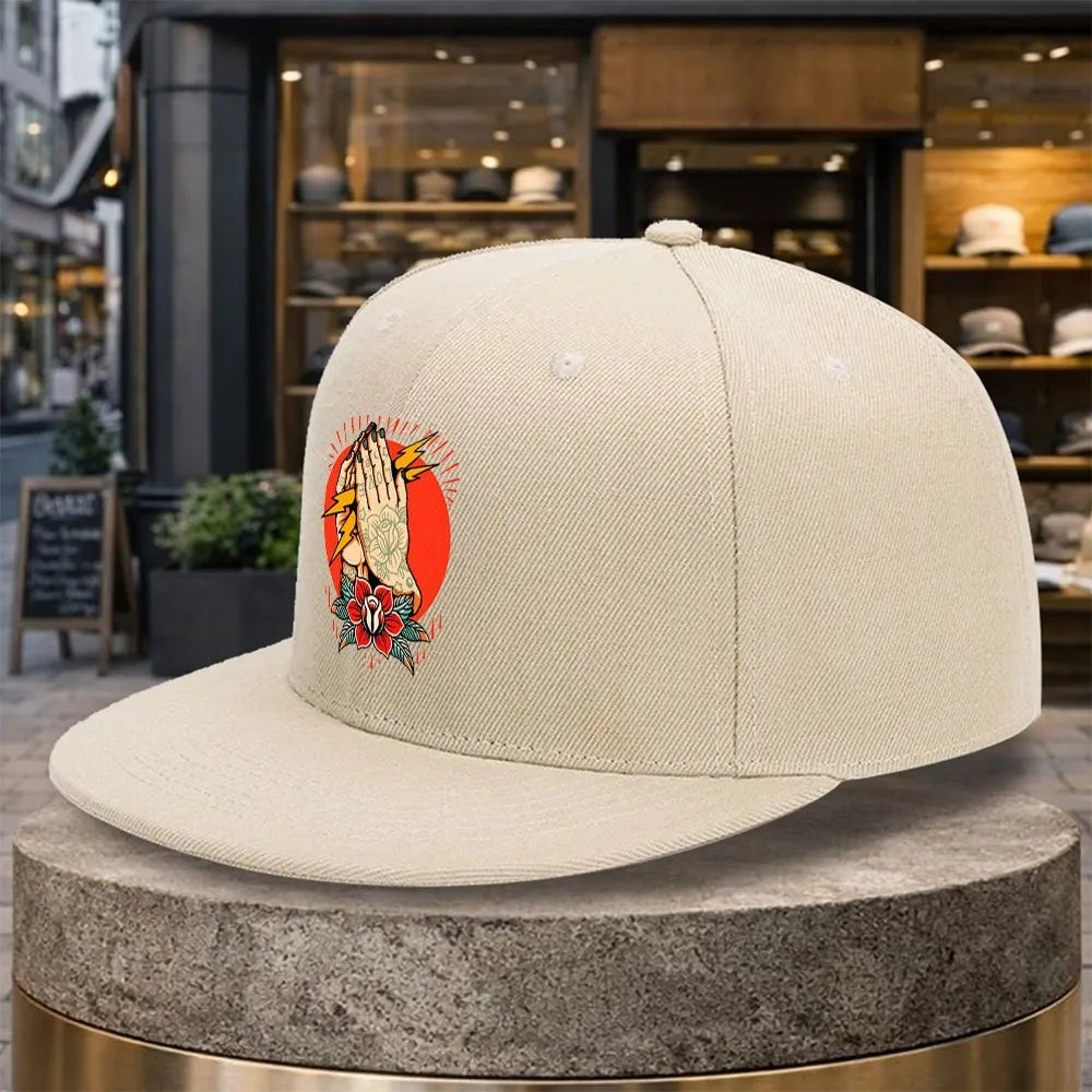 Praying Hands Lightning Rose Snapback Cap