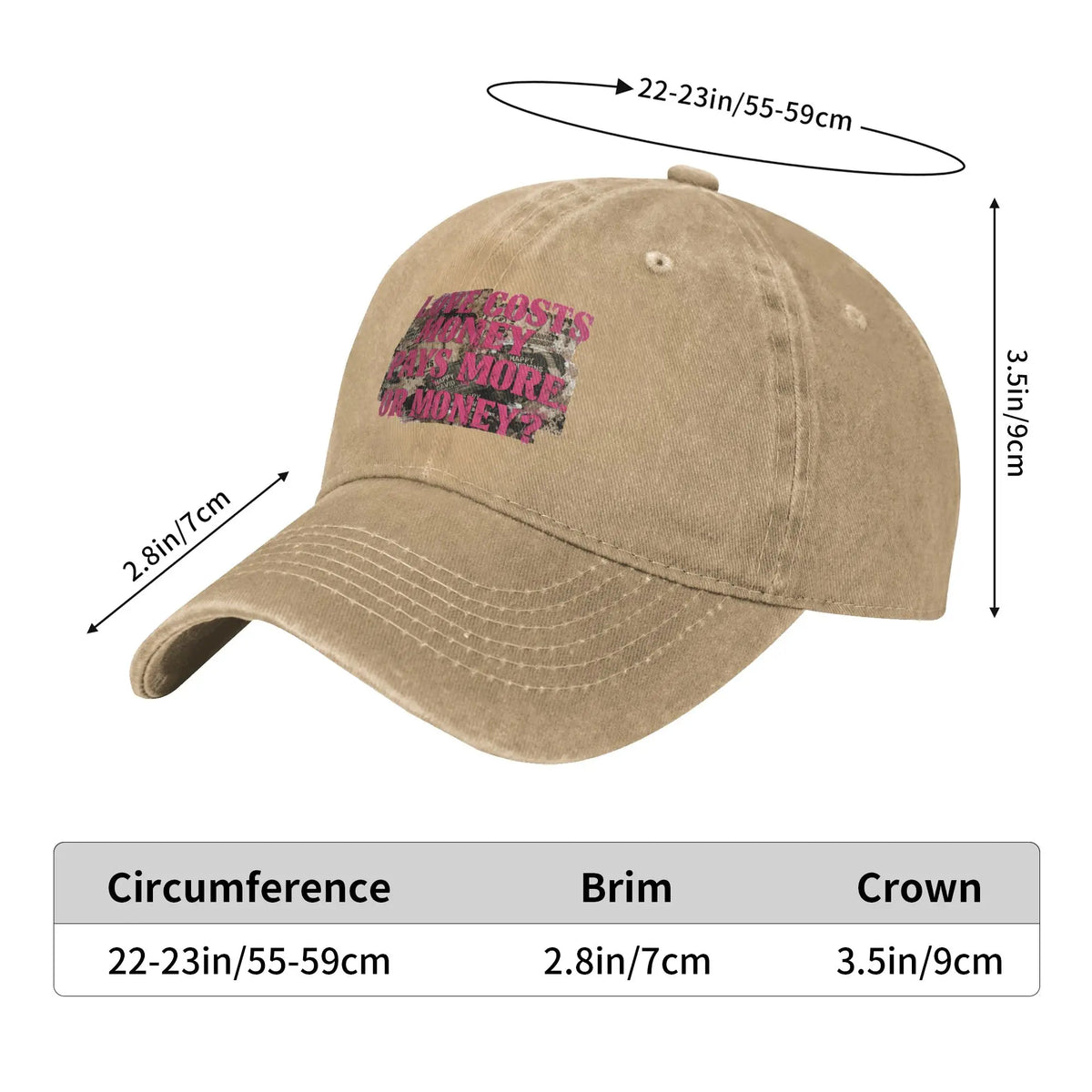 Love Costs Money Pays More Distressed Baseball Cap