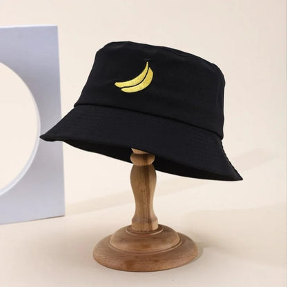 Summer Cartoon Embroidered Banana Bucket Hats Size 55-58cm