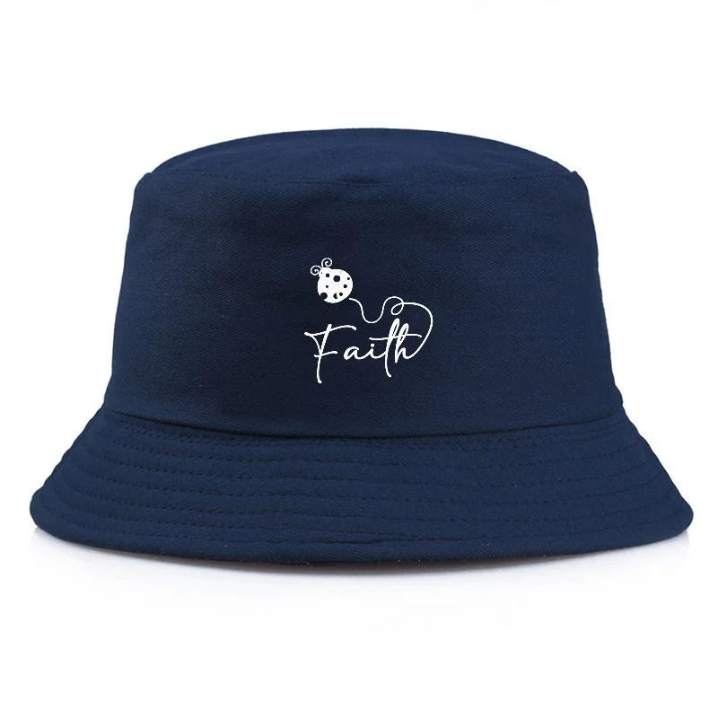 Ladybug Faith Print Vintage Cotton Bucket Hat