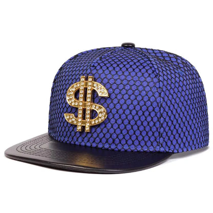 Golden USD Logo Crocodile PU Leather Snapback Cap