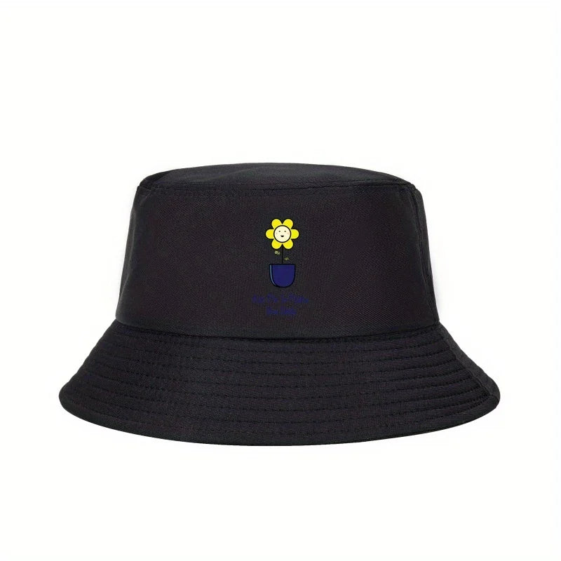 Smile Quote Print Foldable Bucket Hat Street Style Cap