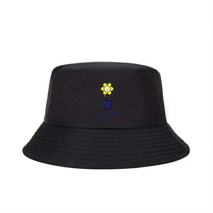 Smile Quote Print Foldable Bucket Hat Street Style Cap