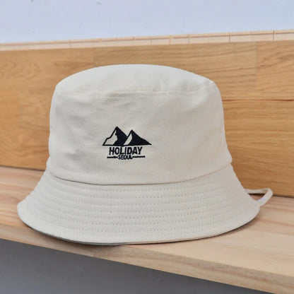 Embroidery Cotton Bucket Hat For Men Summer Sunscreen Panama Cap