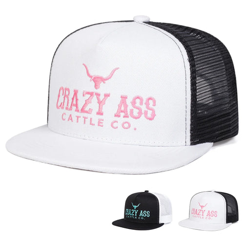 Crazy Ass Cattle Co Embroidered Mesh Snapback Cap