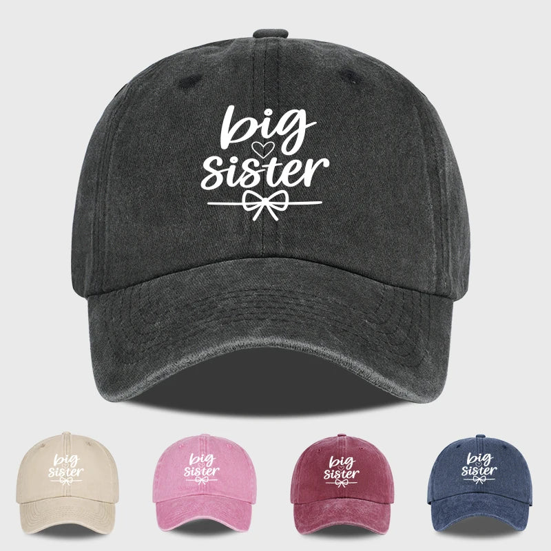 Big Sister Print Washed Baseball Cap Adjustable