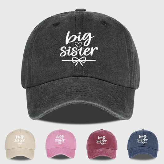 Big Sister Print Washed Baseball Cap Adjustable