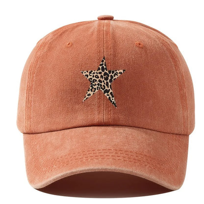 Distressed Leopard Star Print Baseball Cap