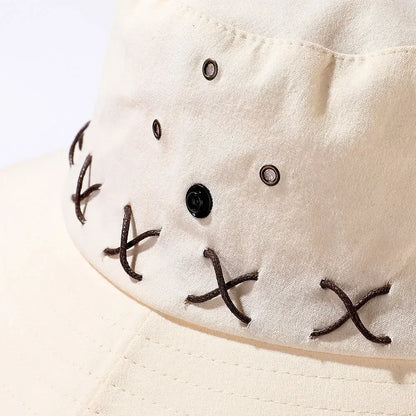 Wide Brim UV Protection Bucket Hat With Windproof Strap