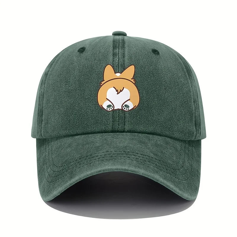 Retro Dog Print Travel Baseball Cap