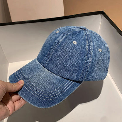 Fashion Denim Baseball Cap For Women Men Solid Color Adjustable Outdoor