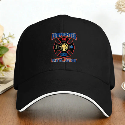 Firefighter Maltese Cross First In Last Out Baseball Cap