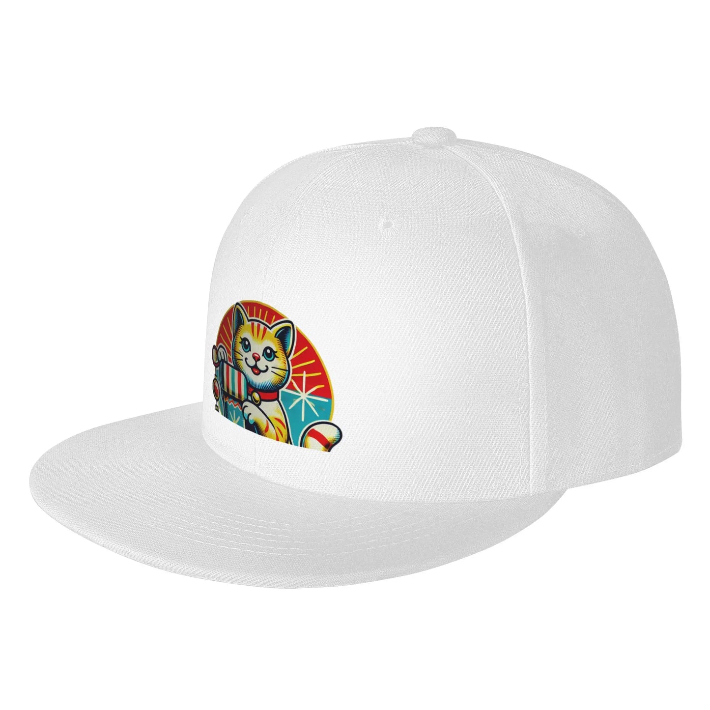 Retro Christmas Cat Stocking Snapback Cap