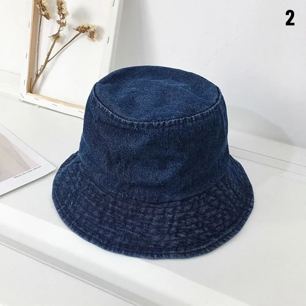 Denim Fabric Unisex Women Men Cotton Bucket Hats