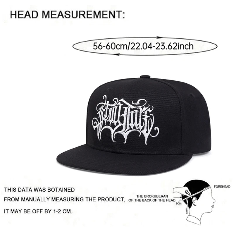 Gothic Double Swallow Embroidered Flat Brim Snapback Cap