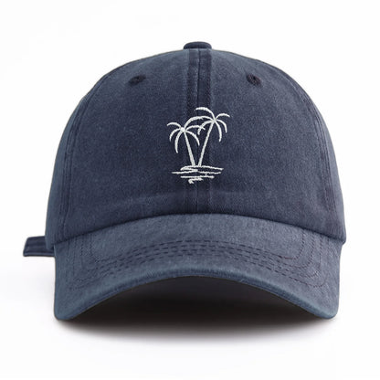 1pc Coconuttree Embroidery Washed Baseball Cap For Adults