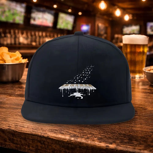 Unisex Melting Piano Notes Snapback Cap