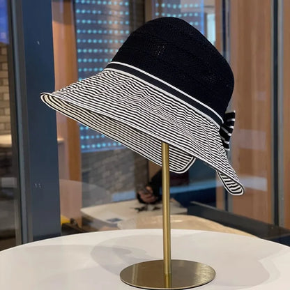 French Style Women's Sun Hat Foldable Breathable Summer Size 56-58cm