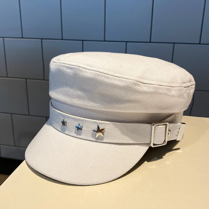 Women's Beret Black Star Hat Spring And Autumn Winter British Retro Fashion