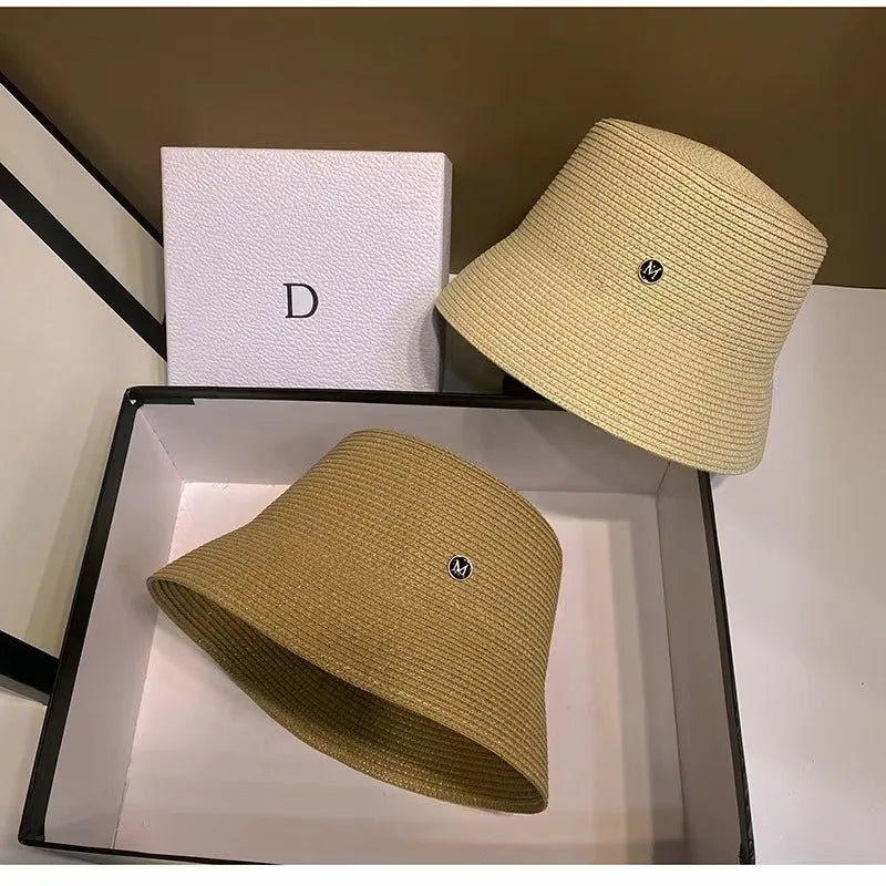 Japanese Designer M Straw Weaving Hat Summer Bucket Hats Panama