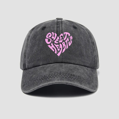 Pink Heart Shaped Letter Printed Baseball Cap Versatile For Daily