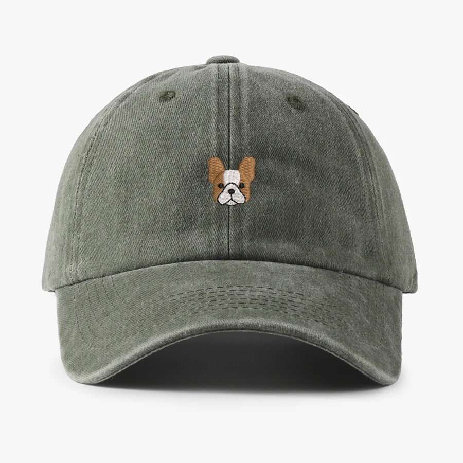 Vintage French Bulldog Embroidered Baseball Cap