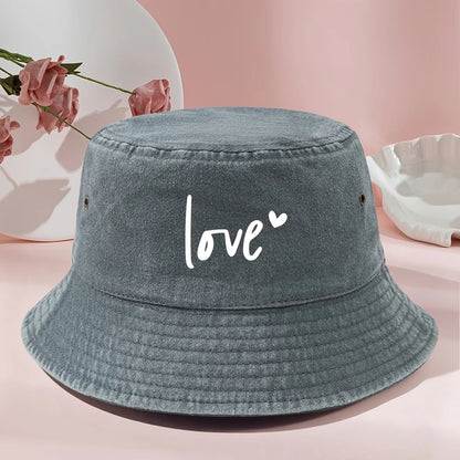 Vintage Washed Print Bucket Hat Classic Style
