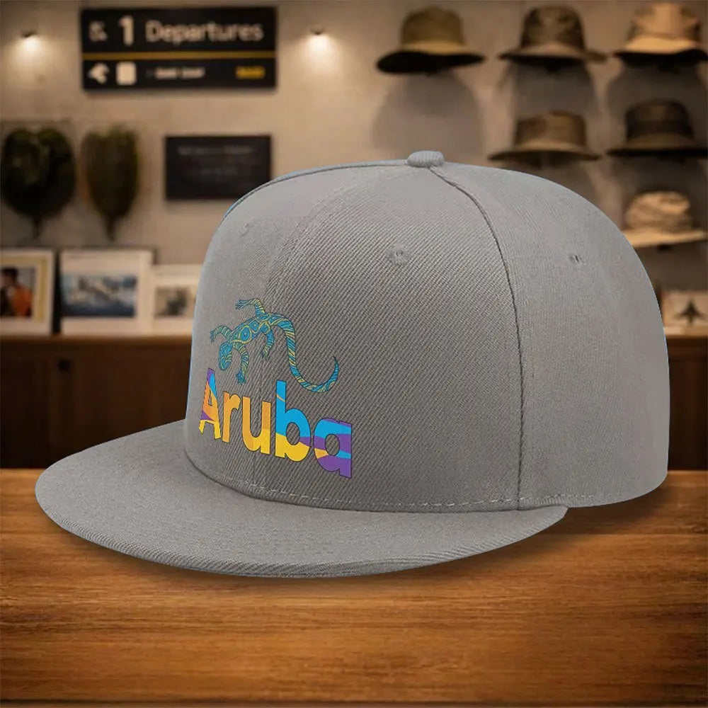 Aruba Lizard Geometric Pattern Casual Snapback Cap