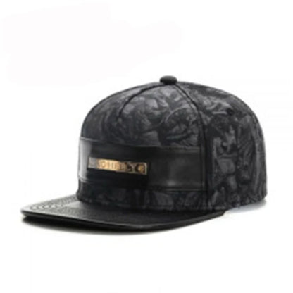Metal Leather Patch Unisex Casual Snapback Cap