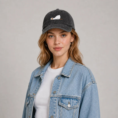 Fried Egg Graphic Vintage Washed Baseball Cap