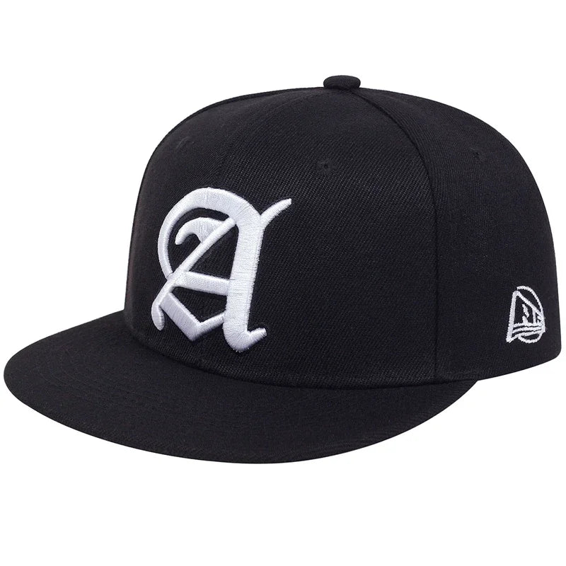 Unisex Personality A Letter Embroidered Snapback Cap