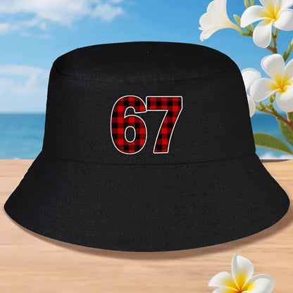 67 Meme Christmas Plaid Bucket Hat