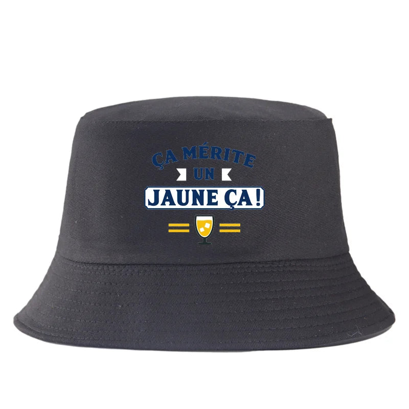 Yellow Beer Lover French Slogan Bucket Hat