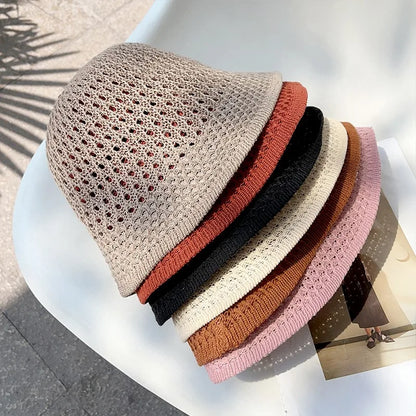 Korean Straw Hat Summer Women Visor Breathable Chic Bucket Hats