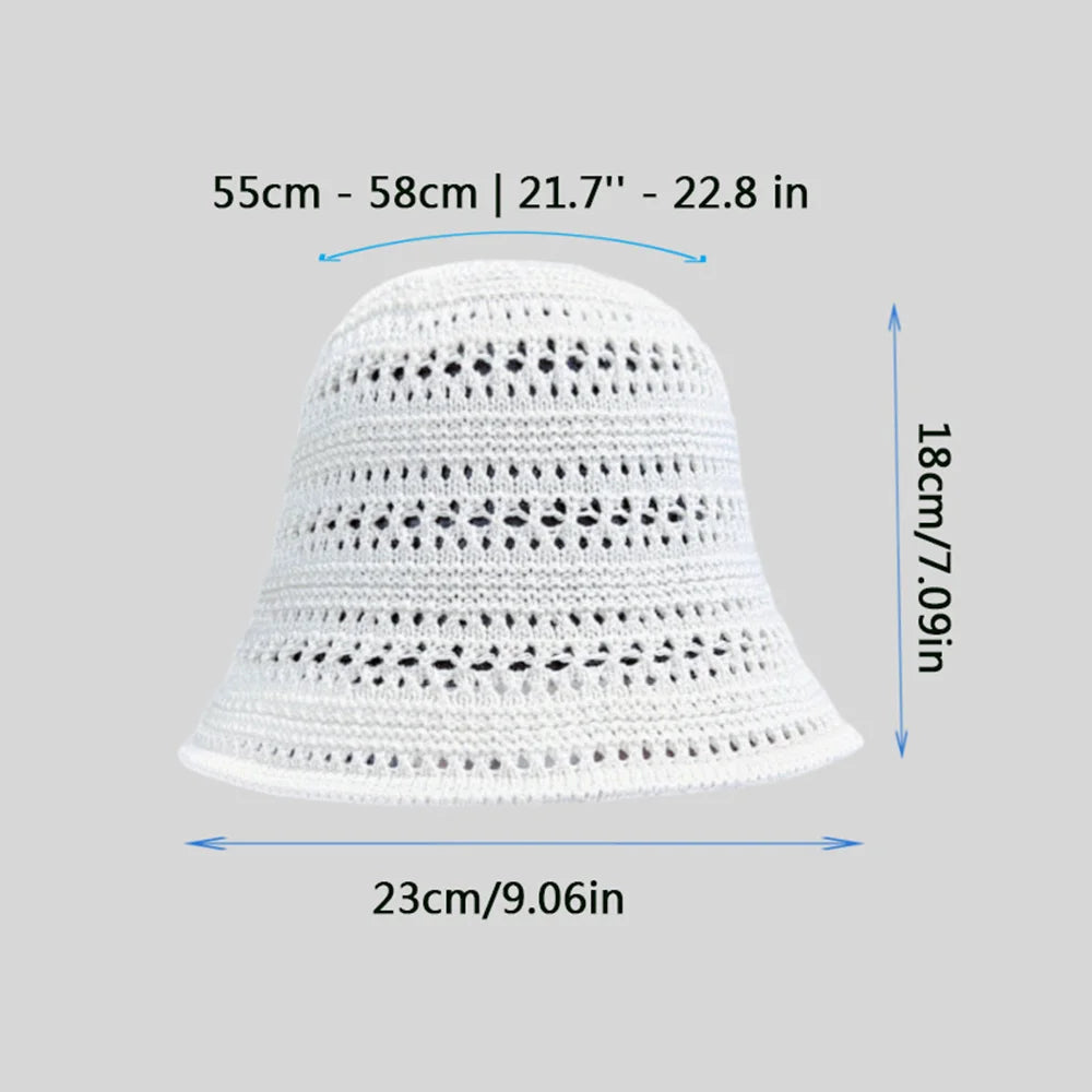 Hollow Knitted Straw Crochet Bucket Hat