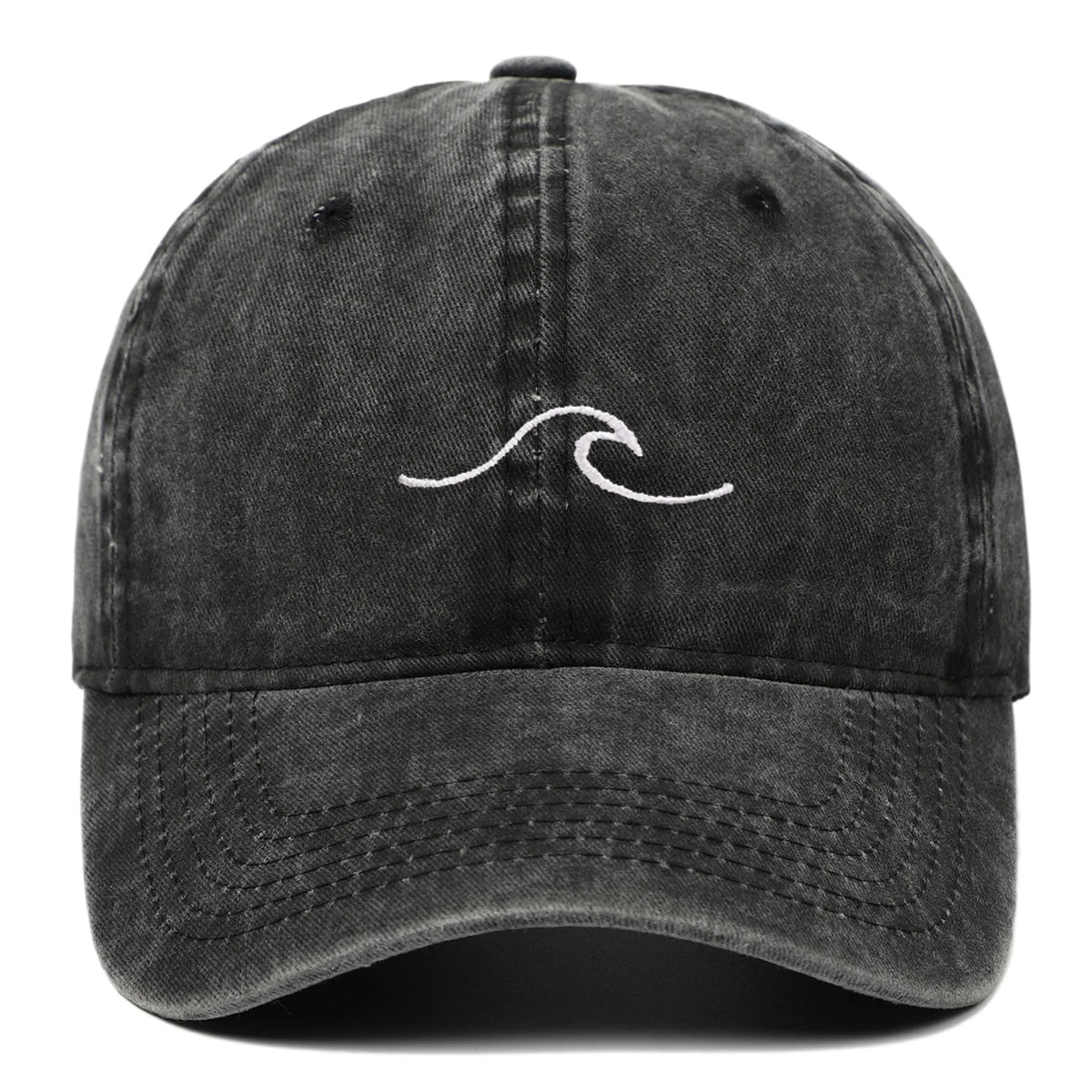 Ripple Wave Embroidered Washed Baseball Cap