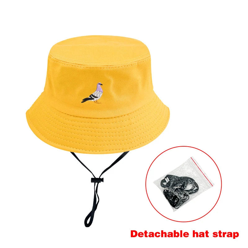 Embroidered Pigeon Travel Bucket Hat