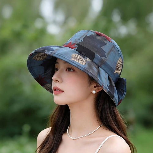 Wide Brim Bow Detail Lightweight UV Protection Bucket Hat