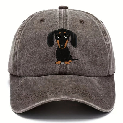 Dog Embroidery Washed Baseball Cap