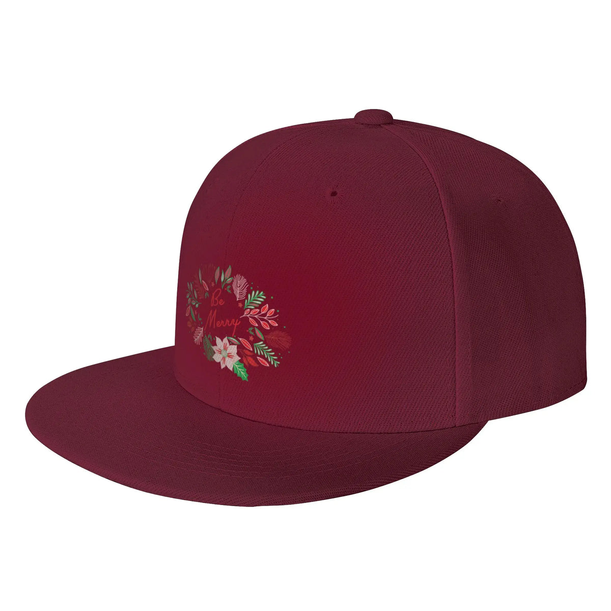 Be Merry Holiday Floral Snapback Cap