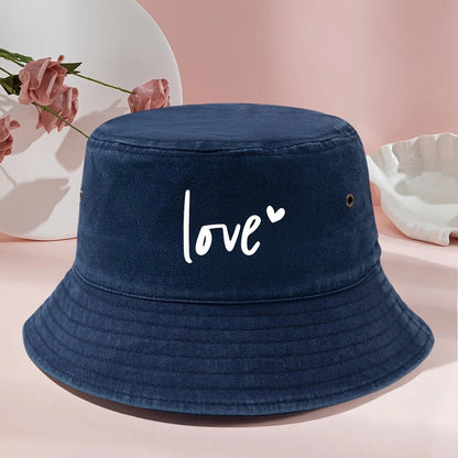 Vintage Washed Print Bucket Hat Classic Style
