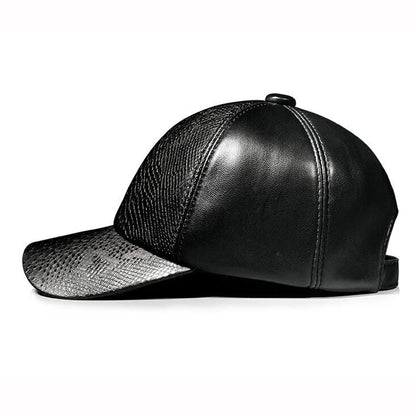 Black Crocodile Print Genuine Leather Snapback cap
