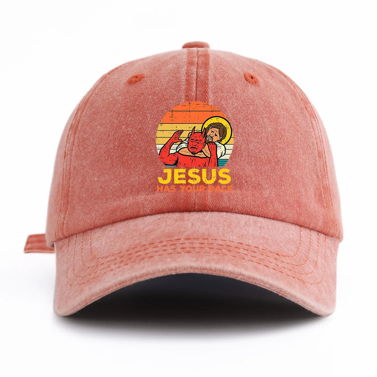 Jesus Has U Back Retro Washed Baseball Cap
