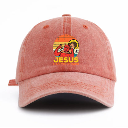 Jesus Has U Back Retro Washed Baseball Cap