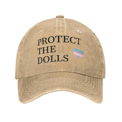 Protect The Dolls Distressed Denim Baseball Cap