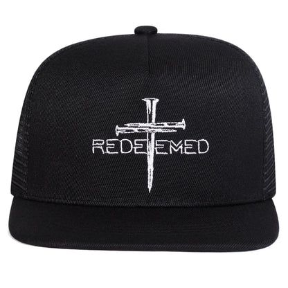 Unisex Redeemed Cross Embroidered Mesh Snapback