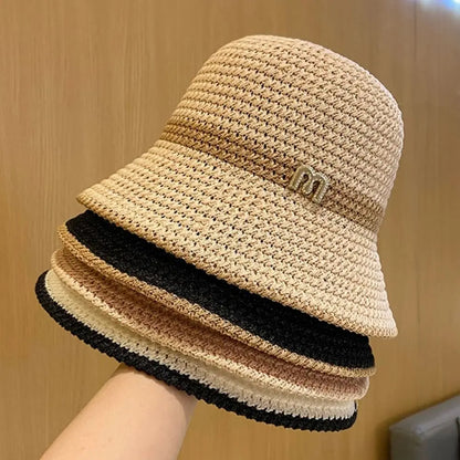 Foldable Letter Decor Holiday Beach Bucket Hat Sun Cap