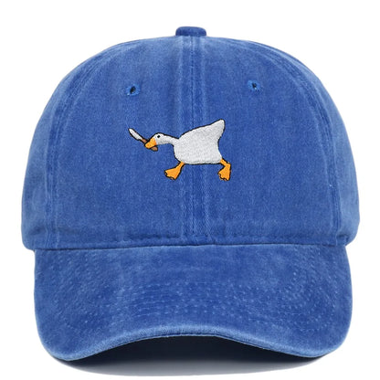 White Goose Embroidered Adjustable Snapback Baseball Cap